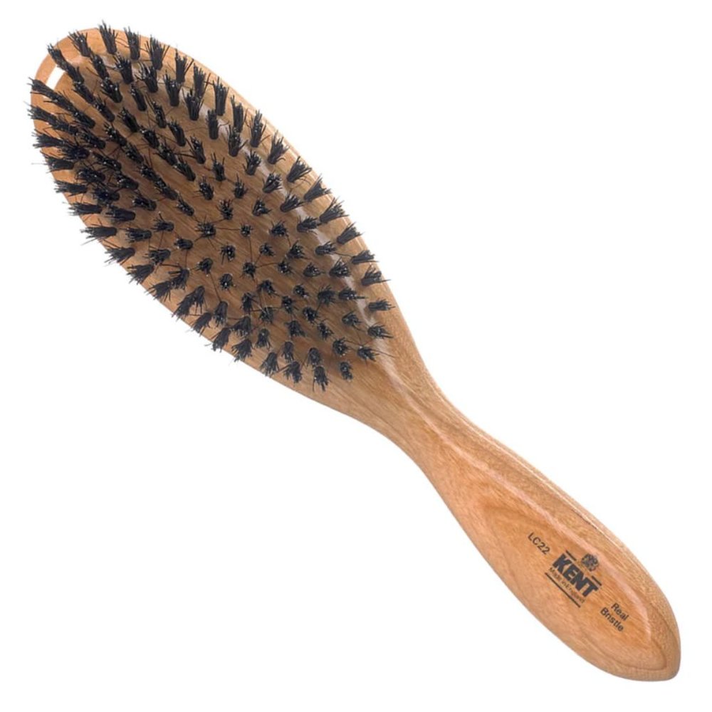 KENT LADIES FINEST CHERRYWOOD PURE BLACK BRISTLE OVAL BRUSH - LC22